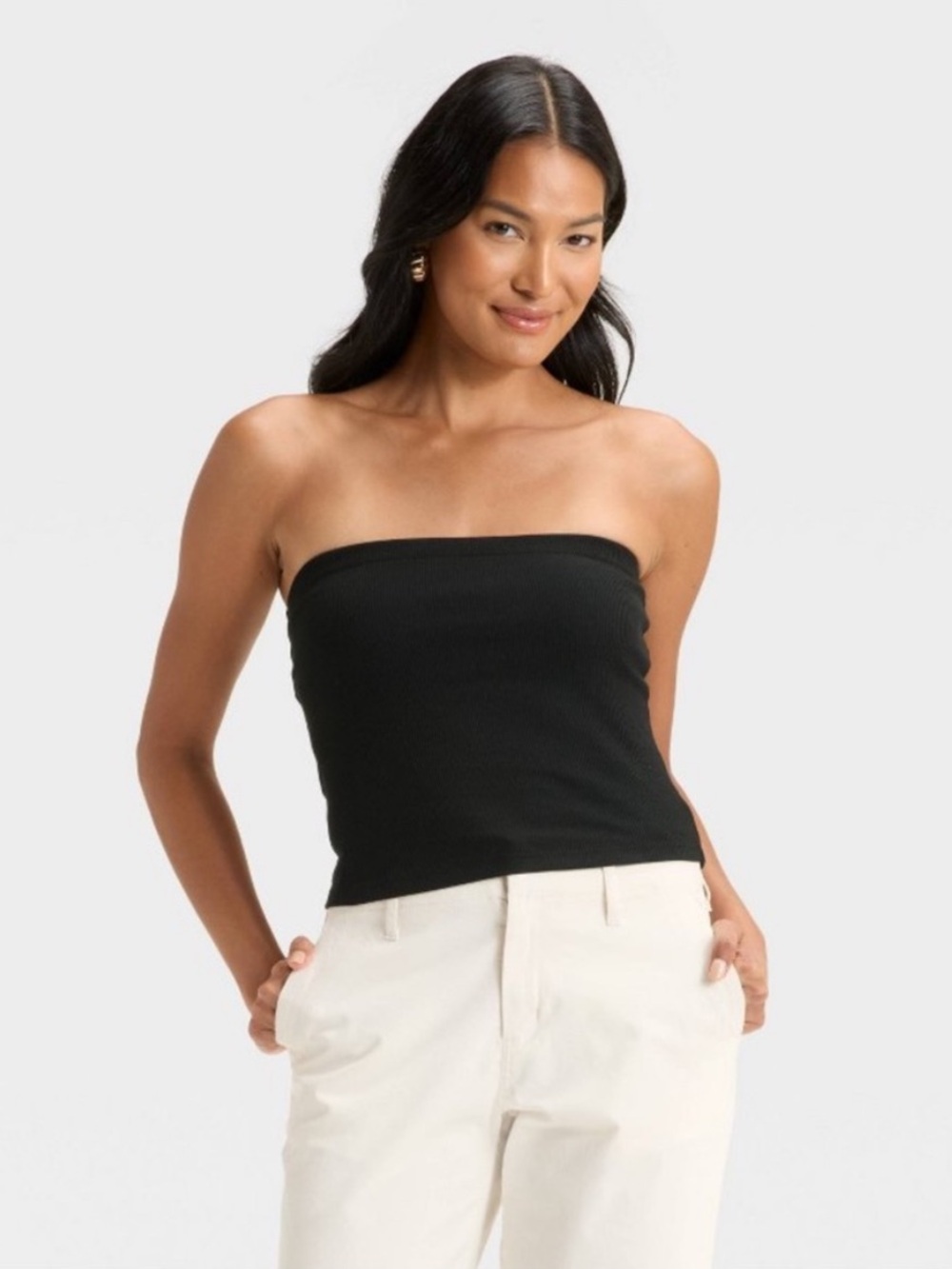 A New Day - Women’s Ribbed Tube Top Black Small